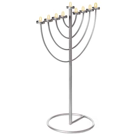 Vintiquewise Medium Modern Silver 9 Branch Lighting Thin Pipe Hanukkah Menorah, Metal-Aluminum QI004118.SI.M